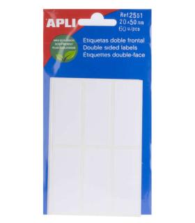 Apli Etiquetas Doble Frontal Blancas 20.0 x 50.0mm