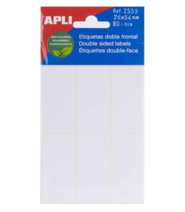 Apli Etiquetas Doble Frontal Blancas 26.0 x 54.0mm