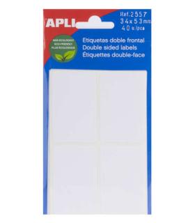 Apli Etiquetas Doble Frontal Blancas 34.0 x 53.0mm