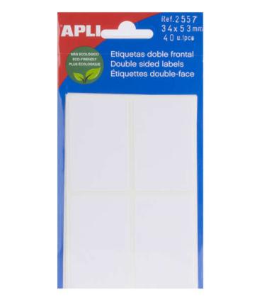 Apli Etiquetas Doble Frontal Blancas 34.0 x 53.0mm