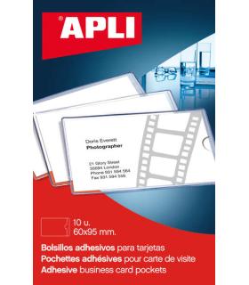 Apli Bolsillos Adhesivos Porta Tarjetas - 95 x 60mm - Ideal para Presentaciones Impresas, Dosieres, Catalogos, Libros, Planos..
