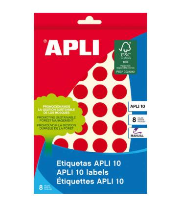 Apli Etiquetas 10 Rojas Ø 16mm 8 Hojas