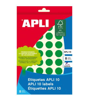Apli Etiquetas 10 Verdes Ø 16mm 8 Hojas