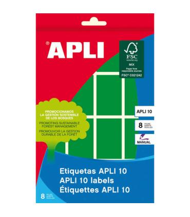 Apli Etiquetas 10 Verdes 25 x 40mm 8 Hojas