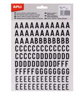 Apli Letras Adhesivas de Palo Mayusculas - Altura 15mm - Pack de 4 Hojas con 468 Letras - Color Negro Pack de 5