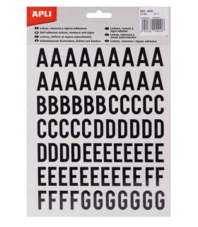 Apli Letras de Palo Mayusculas Adhesivas - Altura 20mm - Color Negro - Pack de 4 Hojas (301 Letras) Pack de 5