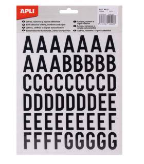 Apli Letras Adhesivas de Palo Mayusculas - Altura 25mm - Color Negro - Pack de 4 Hojas con 209 Letras Pack de 5