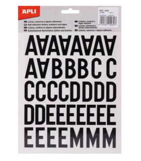 Apli Letras Adhesivas de Palo Mayusculas - Altura 30mm - Color Negro - Pack de 4 Hojas con 153 Letras Pack de 5