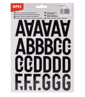 Apli Letras de Palo Mayusculas Adhesivas - Altura 40mm - Pack de 5 Hojas - Color Negro - Facil Identificacion y Señalizacion Pac