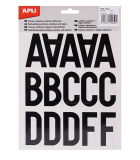 Apli Letras de Palo Mayusculas Adhesivas - Altura 50mm - Pack de 5 Hojas - Color Negro - Facil Identificacion y Señalizacion Pac