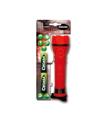 Cegasa Profesional Linterna de 3 LED - Cuerpo de Goma Antideslizante - Resistente a Golpes y Humedad - Funciona con 2 Pilas LR6.