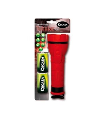 Cegasa Profesional Linterna de 7 LED - Cuerpo de Goma Antideslizante - Resistente a Golpes y Humedad - Funciona con 2 Pilas LR20