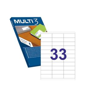 Multi3 Pack de 16.500 Etiquetas Blancas Cantos Rectos Tamaño 70.0X25.4mm con Adhesivo Permanente para Multiples Usos