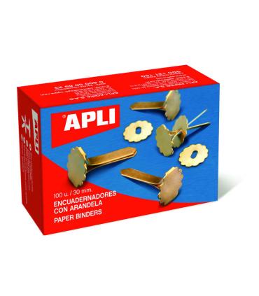 Apli Encuadernadores Metalicos con Arandela - 18mm - Caja de 100 - Aptos para Todo Tipo de Documentos - Incluyen Arandela..