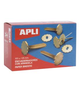 Apli Encuadernadores Metalicos con Arandela - 25mm - Caja de 100 - Incluye Arandela para Embellecer y Evitar Rozaduras - Aptos..