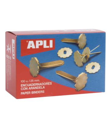 Apli Encuadernadores Metalicos con Arandela - 25mm - Caja de 100 - Incluye Arandela para Embellecer y Evitar Rozaduras - Aptos..