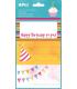 Apli Etiquetas Adhesivas Happy Birthday - Tamaño 76x39mm - 9 Etiquetas en 3 Hojas - Adhesivo Permanente de Alta Calidad - Ideal.