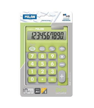 Milan Calculadora 10 Digitos Duo - Calculadora de Sobremesa - Teclas Grandes - Tecla Rectificacion Entrada de Datos - Color Verd