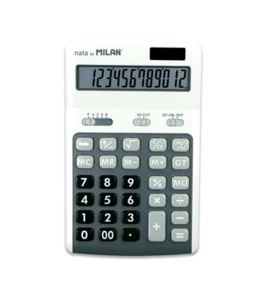 Milan Calculadoras de 12 Digitos - 3 Teclas de Memoria - Calculo de Margenes - Raiz Cuadrada - Apagado Automatico - Color Blanco