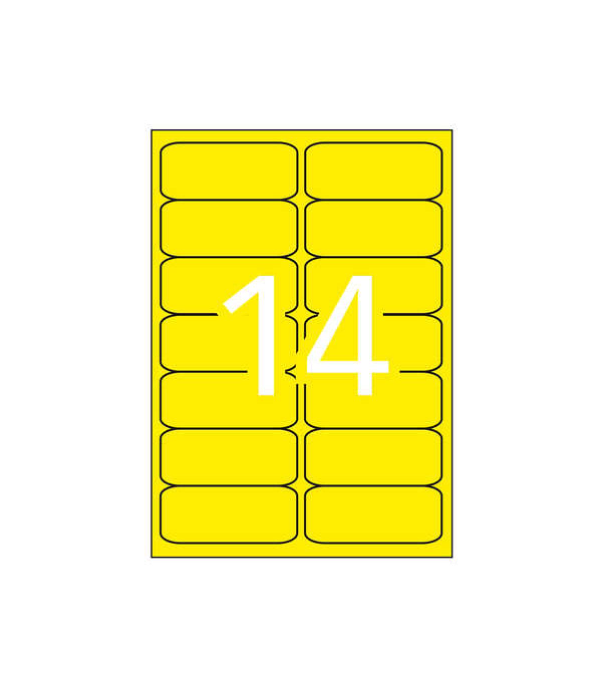 Apli Etiquetas Amarillo Fluorescente Permanentes 99.1 x 38.1mm 20 Hojas