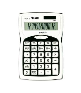Milan Calculadoras de 12 Digitos - 3 Teclas de Memoria - Raiz Cuadrada - Calculo de Margenes - Tecla de Apagado - Color Blanco..