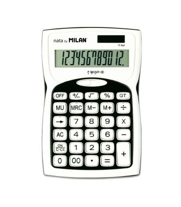 Milan Calculadoras de 12 Digitos - 3 Teclas de Memoria - Raiz Cuadrada - Calculo de Margenes - Tecla de Apagado - Color Blanco..
