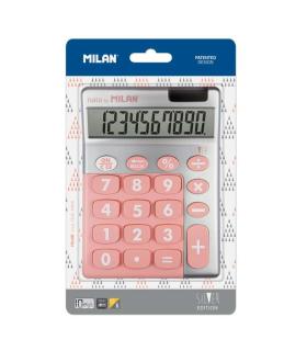 Milan Calculadora 10 Digitos Silver - Calculadora de Sobremesa - Teclas Grandes - Tecla Rectificacion Entrada de Datos - Color..