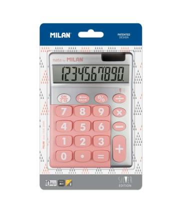Milan Calculadora 10 Digitos Silver - Calculadora de Sobremesa - Teclas Grandes - Tecla Rectificacion Entrada de Datos - Color..