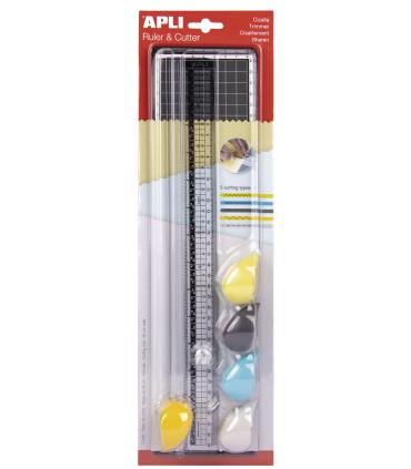 Apli Cizalla de Corte - Regla de 35cm - Tabla de Corte de 10x38cm - 5 Cizallas con Agarre Ergonomico y Diferentes Tipos de Corte