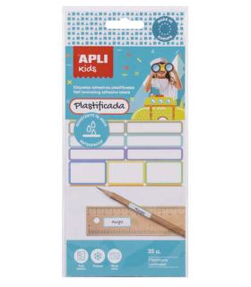 Apli Kids Pack de 35 Etiquetas Plastificadas Surtidas - Tres Tamaños: 46.5x10mm (14), 30.5x19mm (3), 30.6x11mm (18) - Alta Calid