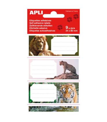 Apli Etiquetas Adhesivas Escolares Selva - Tamaño 81x36mm - 9 Etiquetas por Bolsa - Adhesivo Permanente de Alta Calidad - Diseño