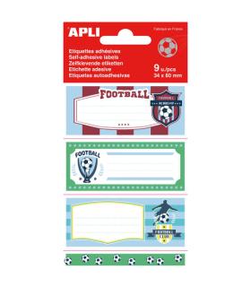 Apli Etiquetas Adhesivas Escolares Futbol - Tamaño 81x36mm - 9 Etiquetas por Bolsa - Adhesivo Permanente de Alta Calidad - Diseñ