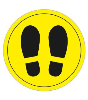 Apli Circulo Señalizacion Adhesivo Ilustracion Zapatos Ø30mm - Acabado Mate - Adhesivo Solvente Alta Resistencia - Color Amarill