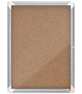 Nobo Vitrina para 4 Hojas A4 con Superficie de Corcho - 532x692x37mm - Puerta de Cristal de Seguridad - Marco de Aluminio - Colo