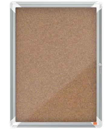 Nobo Vitrina para 4 Hojas A4 con Superficie de Corcho - 532x692x37mm - Puerta de Cristal de Seguridad - Marco de Aluminio - Colo