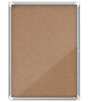 Nobo Vitrina para 9 Hojas A4 con Superficie de Corcho - 1000x752x37mm - Puerta de Cristal de Seguridad - Marco de Aluminio - Col
