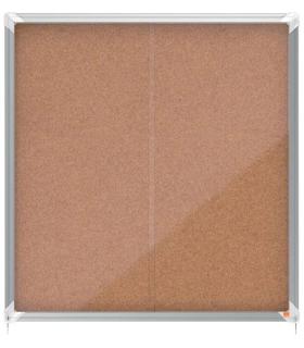 Nobo Vitrina Interior para 12 Hojas A4 con Superficie de Corcho y Puerta Deslizante - 997x972x54mm - Tablero de Corcho, Cristal.