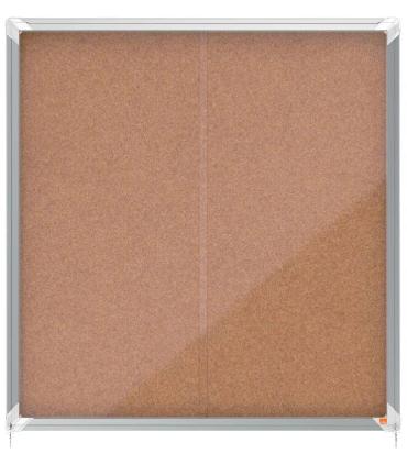 Nobo Vitrina Interior para 12 Hojas A4 con Superficie de Corcho y Puerta Deslizante - 997x972x54mm - Tablero de Corcho, Cristal.