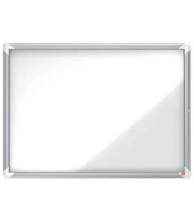 Nobo Vitrina Exteriores 8 Hojas A4 Superficie Blanca Magnetica - 692x972x45mm - Puerta Seguridad Cerradura Marco Aluminio - Resi