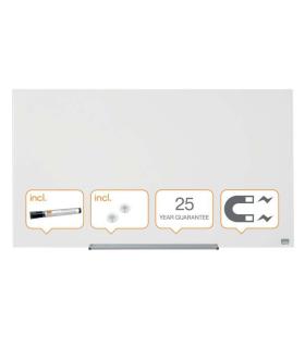 Nobo Impression PRO Pizarra Magnetica de Cristal 1000x560mm - Diseño sin Marco - Ultra Capacidad de Borrado - Blanco Brillante..