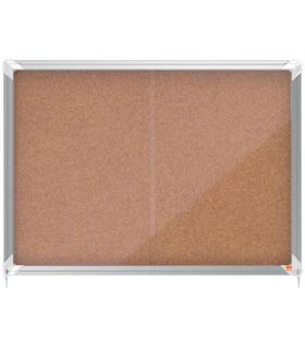 Nobo Premium Plus Vitrina de Puerta Corredera con Fondo de Corcho 8xA4 Hojas - Tamaño 925x668mm - Superficie Autorreparable - Co
