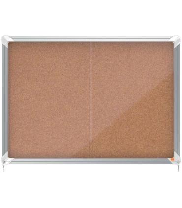 Nobo Premium Plus Vitrina de Puerta Corredera con Fondo de Corcho 8xA4 Hojas - Tamaño 925x668mm - Superficie Autorreparable - Co