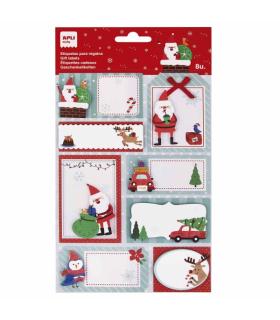 Apli Pack de 8 Etiquetas Adhesivas Navideñas para Regalos - Tamaños y Diseños Surtidos - Espacio para Escribir