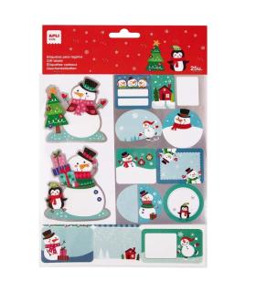 Apli Pack de 50 Etiquetas Adhesivas Navideñas para Regalos - Tamaños y Diseños Surtidos - Espacio para Escribir