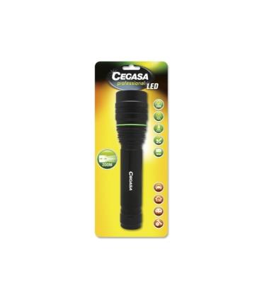 Cegasa Profesional Linterna LED 2000lm - Medidas 24 x 5.5cm - Fabricada en Aluminio - 3 Posiciones - Funciona con 9 Pilas AA (No