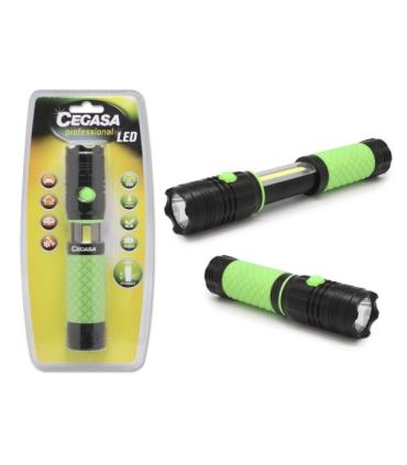 Cegasa Profesional Linterna LED Extensible con Luz Frontal 350lm y Luz Lateral 120lm - Resistente al Agua IP44 - Funciona con 4.