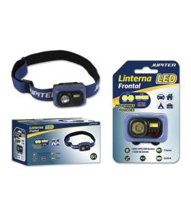 Jupiter Linterna Frontal LED 200lm + COB 50lm - Resistencia IP65 - Goma Ajustable para Cabeza - Funciona con 3 Pilas AAA (No Inc