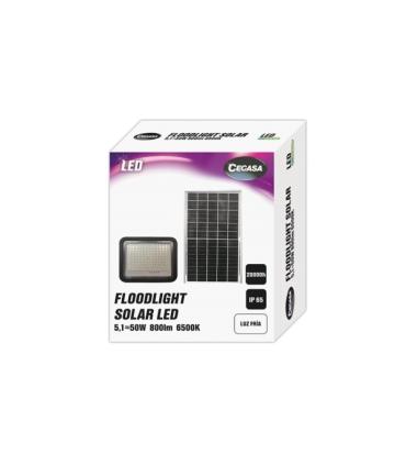 Cegasa Floodlight Foco Solar LED 800lm 6500K - Panel Solar Integrado 5V-6W - Autonomia hasta 12h - Resistencia IP65
