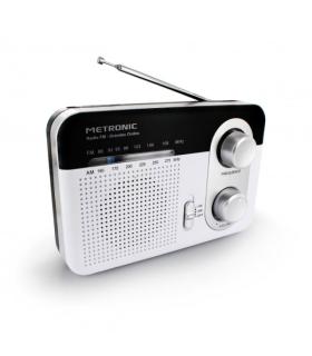 Metronic Radio Portatil AM/FM y Onda Larga - Colo blanco