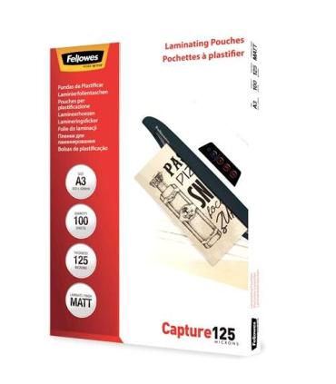Fellowes Pack de 100 Fundas para Plastificar Mate A3 - 125 Micras - Transparente